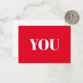 Je rode witte moderne typografie minimalistisch notitiekaartje (Voorkant / Achterkant in situ)