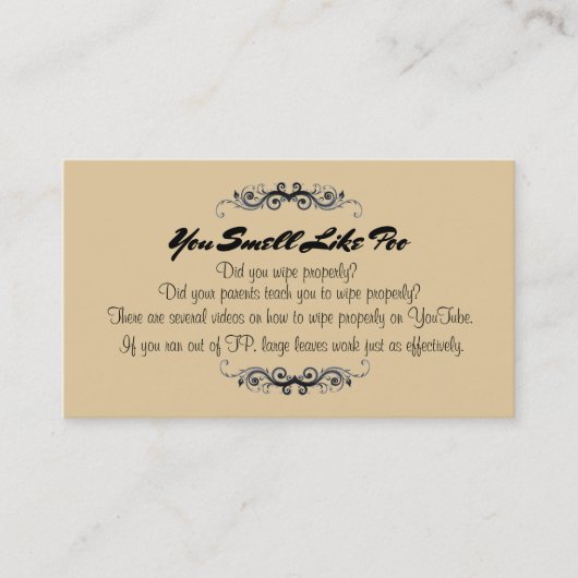 Je rookt als poo-Visitekaartjes Visitekaartje (Voorkant)