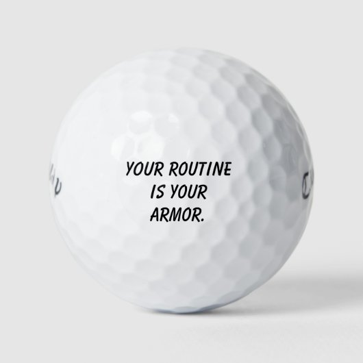 'Je Routine is Je Pantser' Motiverend Cadeau Golfballen (Voorkant)
