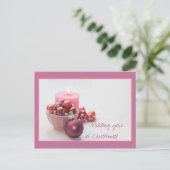 je roze ornamenten kerstkaart missen feestdagenkaart (Staand voorkant)