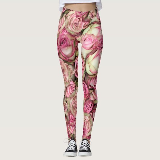 Je roze rozen leggings (Voorkant)