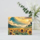 Je rozen vintage retro gelukkige verjaardag zonneb briefkaart (Staand voorkant)