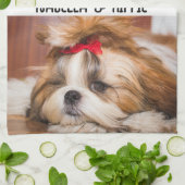 Je schattige hond puppy foto's aangepaste namen te theedoek (Gevouwen)