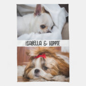 Je schattige hond puppy foto's aangepaste namen te theedoek (Verticaal)