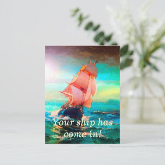 Je schepen komen binnen! briefkaart (Staand voorkant)