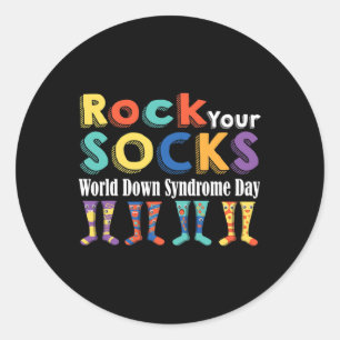 Je Sokken Cute 3-21 Trisomie 21 Wereld Down Syndro Ronde Sticker