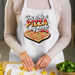Je stal een pizza in mijn hart - Retro Style Desig Schort