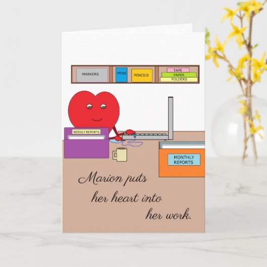 Je steekt je hart in je werk: leeg kaart (Gele Bloem)