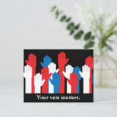 Je stem gaat over patriottische handen briefkaart (Staand voorkant)