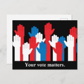 Je stem gaat over patriottische handen briefkaart (Voorkant / Achterkant)