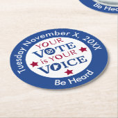 Je stem is je aangepaste stembericht ronde kartonnen onderzetter (Gebogen)