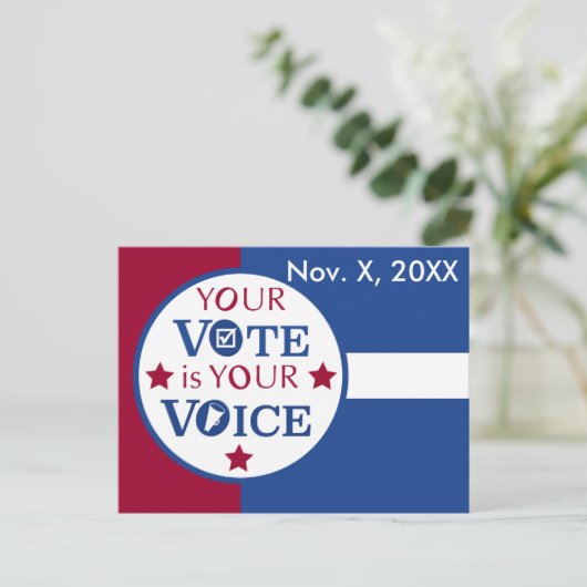 Je stem is je stem in persoonlijke stemherinnering briefkaart (Staand voorkant)