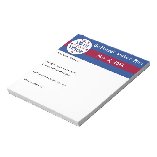 Je stem is je stem in persoonlijke stemherinnering notitieblok (Linkerzijde)