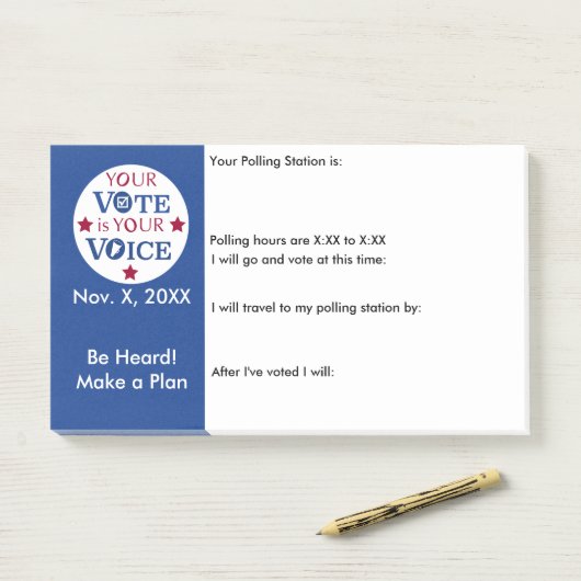 Je stem is je stem in persoonlijke stemherinnering post-it® notes (Op bureau)