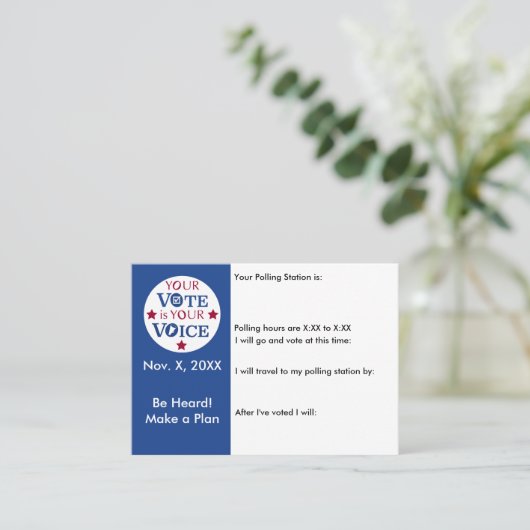 Je stem is je stem in persoonlijke stemherinnering visitekaartje (Staand voorkant)