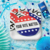 Je stem is van belang voor de verkiezing papieren bordje (Feest)