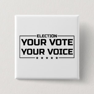 Je Stem Je Stem zwarte lettertype Vierkante Button 5,1 Cm