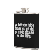 Je stopt niet met rijden motorfiets citaat heupfles (Links)