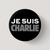 Je Suis Charlie - Ik ben Charlie Black Ronde Button 3,2 Cm (Voorkant)