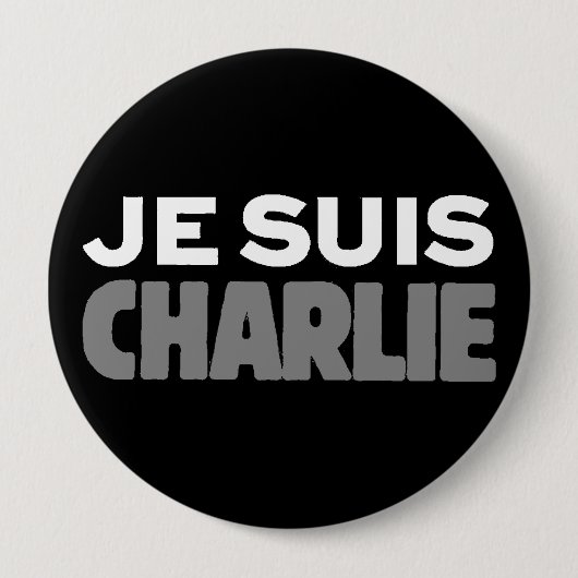 Je Suis Charlie - Ik ben Charlie Black Ronde Button 4,0 Cm (Voorkant)