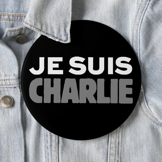 Je Suis Charlie - Ik ben Charlie Black Ronde Button 6,0 Cm (In situ)