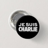 Je Suis Charlie-Ik ben Charlie-White op Black Ronde Button 3,2 Cm (Voorkant /achterkant)
