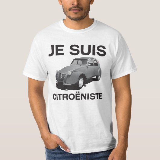 Je suis citroëniste - origineel grijs 2CV T-shirt (Voorkant)