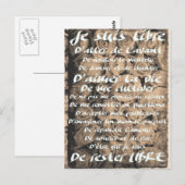 Je suis Libre... Briefkaart (Voorkant / Achterkant)