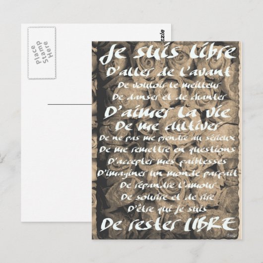 Je suis Libre... Briefkaart (Voorkant / Achterkant)