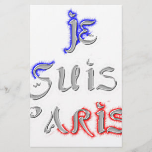 Je suis Paris Ik hou van Parijs Tekst Kunst Print Briefpapier