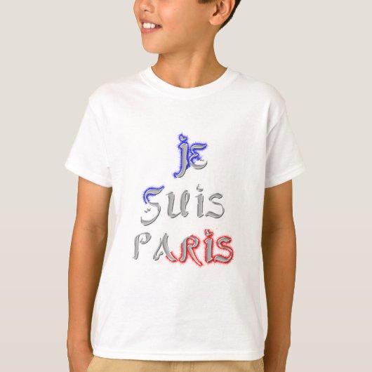Je suis Paris Ik hou van Parijs Tekst Kunst Print T-shirt (Voorkant)