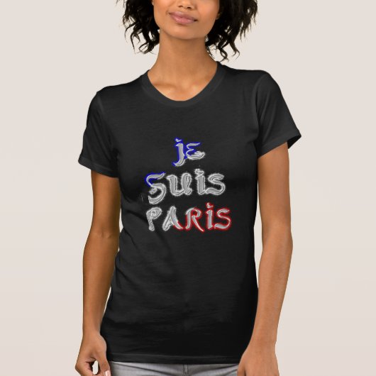 Je suis Paris Ik hou van Parijs Tekst Kunst Print T-shirt (Voorkant)