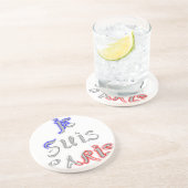 Je suis Paris Ik hou van Parijs Tekst Kunst Print Zandsteen Onderzetter (Zijkant)