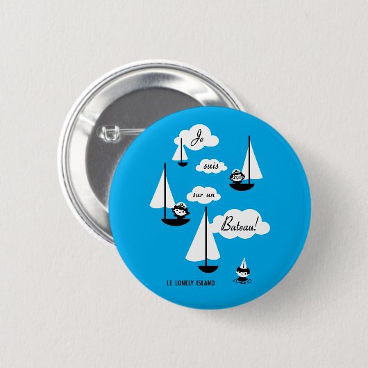 Je suis sur un Bateau! Ronde Button 5,7 Cm (Voorkant /achterkant)