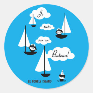 Je suis sur un Bateau! Ronde Sticker