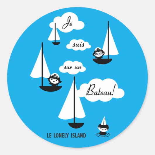 Je suis sur un Bateau! Ronde Sticker (Voorkant)