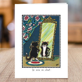 "Je suis un chat" Cat Gevouwen Wenskaart Kaart