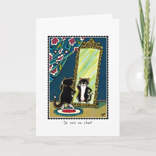 "Je suis un chat" Cat Gevouwen Wenskaart Kaart (Voorkant)