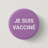 Je suis vacciné, lavender frans ronde button 3,2 cm (Voorkant)