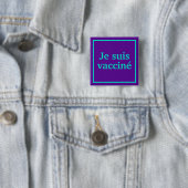 Je suis vacciné (Paars) Square French Language Vierkante Button 5,1 Cm (In situ)