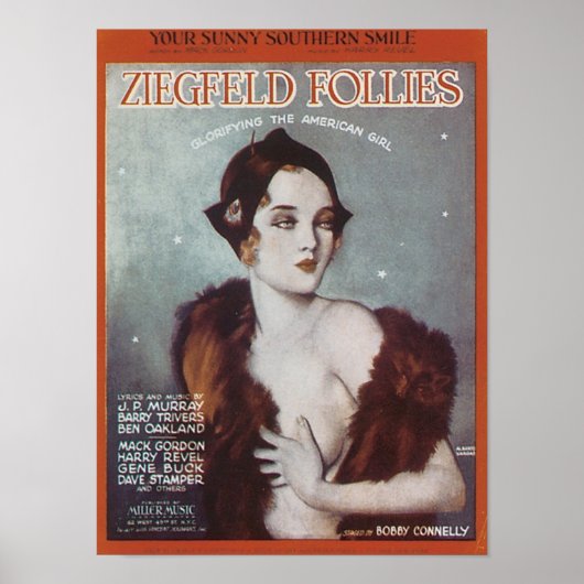 Je Sunny Southern Smile Ziegfeld Follies Songbook Poster (Voorkant)
