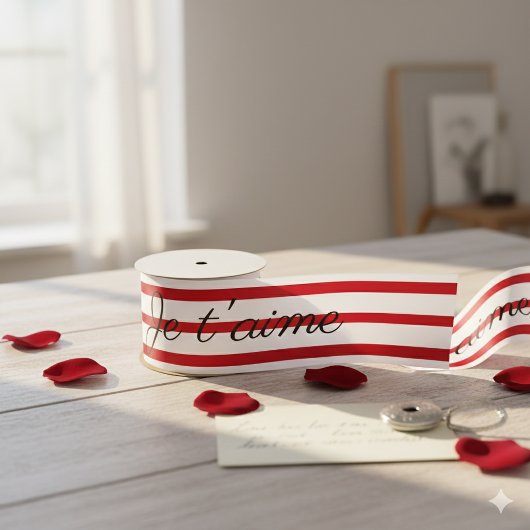 Je T’aime Decorative Ribbon | Romantic French Love Satijnen Lint