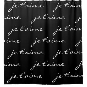 je t-aime I Love You in French Chic Black & White Douchegordijn