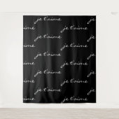 je t-aime I Love You in French Chic Black & White Wandkleed (Voorkant)