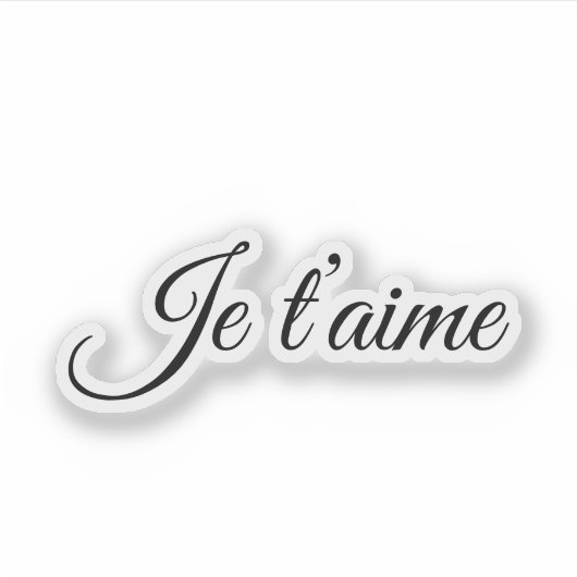 Je t’aime I Love You Script Frans Contour Sticker (Voorkant)