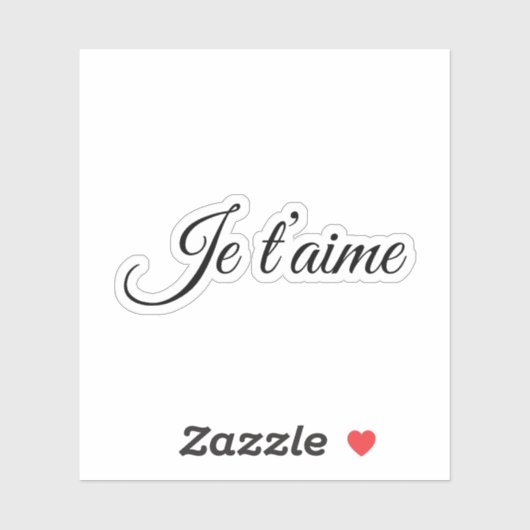 Je t’aime I Love You Script Frans Contour Sticker (Vel)