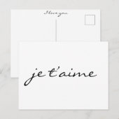 Je t-aime Ik hou van je in het Frans Chic Black &  Briefkaart (Voorkant / Achterkant)