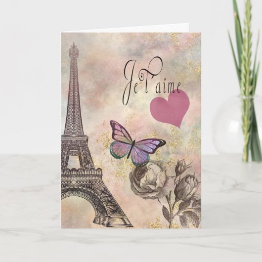 Je T' Aime  Valentijn Folded Holiday Card Feestdagen Kaart (Voorkant)