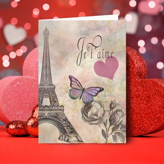 Je T' Aime  Valentijn Folded Holiday Card Feestdagen Kaart