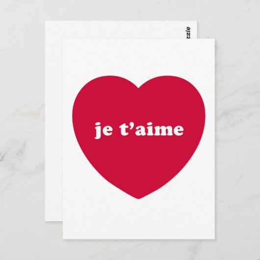 JE T'AIME BRIEFKAART (Voorkant / Achterkant)